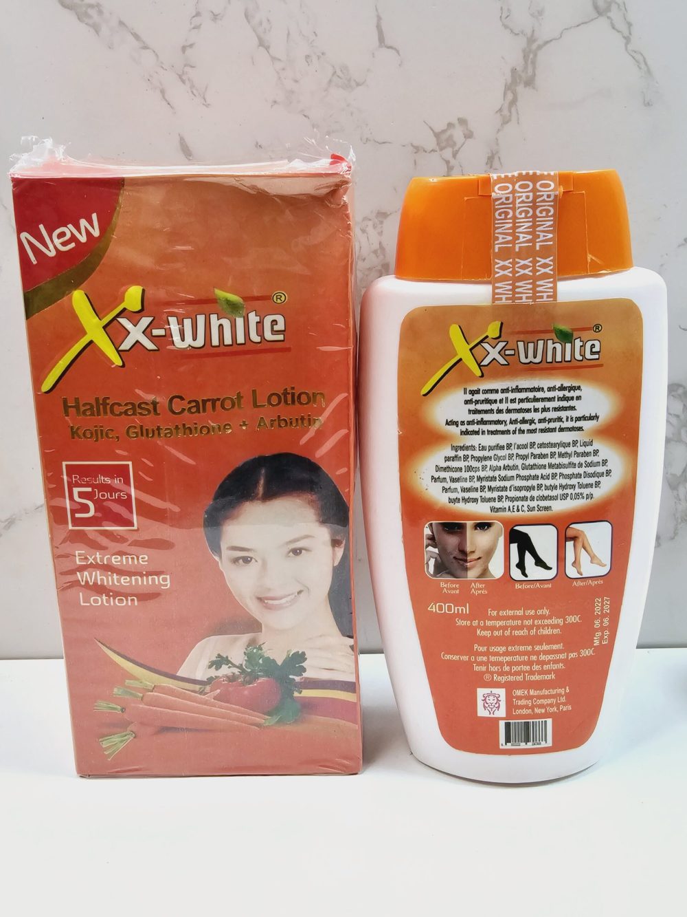 Xx white Half Cast Carrot, Kojic, Glutathione, Arbutin Lotion 400ml - Image 2