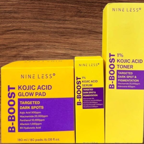 Nineless B-Boost Kojic Acid Glow Toner Pad, Serum and Toner