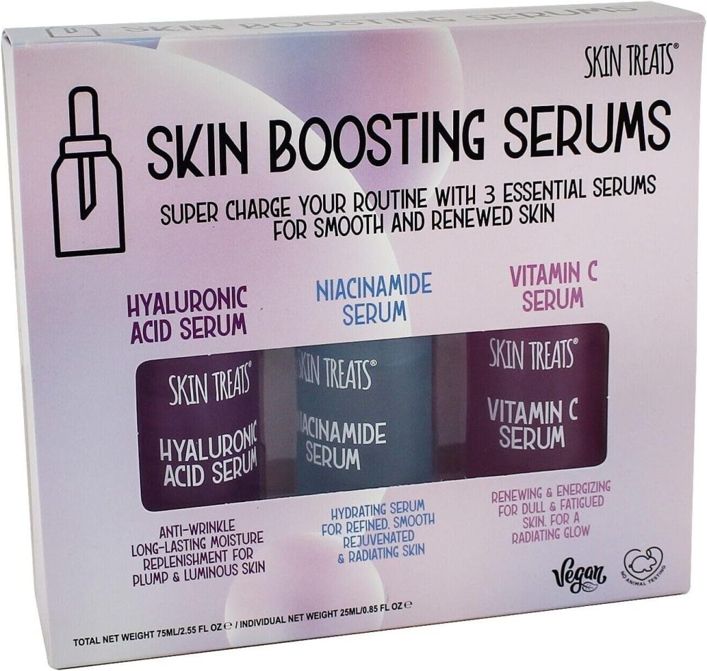 Skin Treats 3 Pack Skin Boosting Serums | Hyaluronic Serum | Niacinamide Serum | Vitamin C Serum