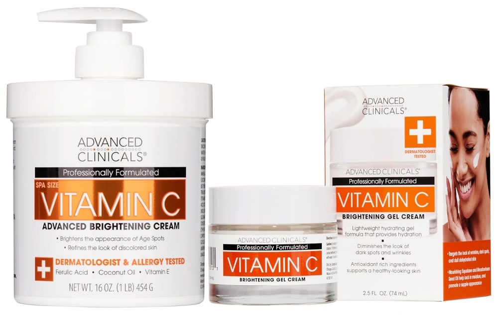 Advanced Clinicals Vitamin C Brightening Cream + Vitamin C Brightening Face Gel Cream Set