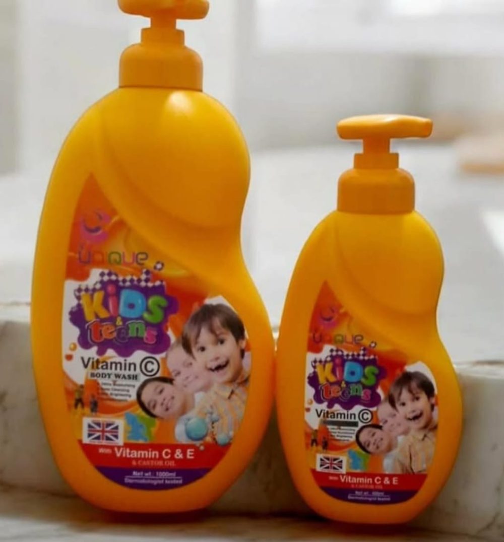 Unique Kids And Teens Vitamin C Brightening Lotion 500ml+ Shower Gel 1000ml Set - Image 2