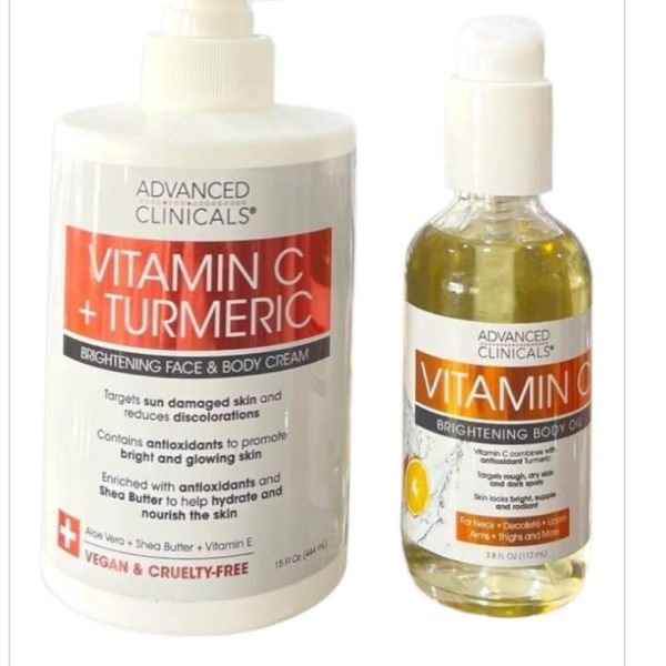 Advanced Clinicals, Vitamin C and Tumeric Cream, 16 oz (454 g) and Vitamin C oil