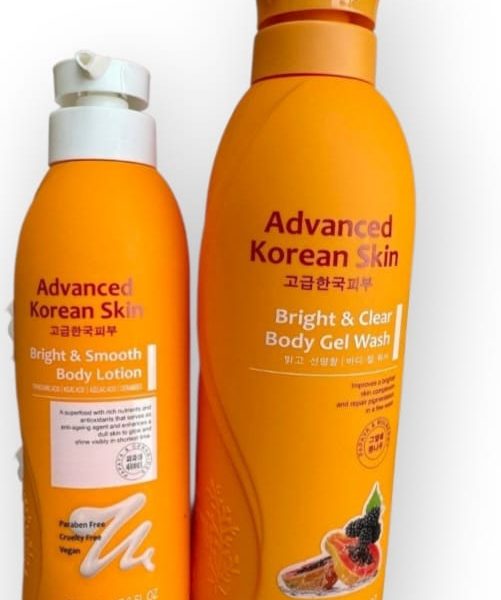 Advanced Korean Bright and Clear Body Gel Wash and Body Lotion