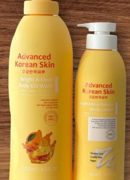 Advanced Korean Bright and Clear Body Gel Wash and Dewy and Bright Body Lotion