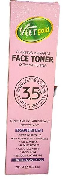 Veetgold Clarifying Astringent Toner with 3.5% Salicylic Acid &3.5% Glycolic Acid.