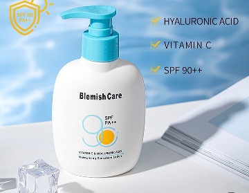 BLEMISH CARE MOISTURIZING SUNSCREEN LOTION WITH VITAMIN C, HYALURONIC ACID AND SPF90 180ML