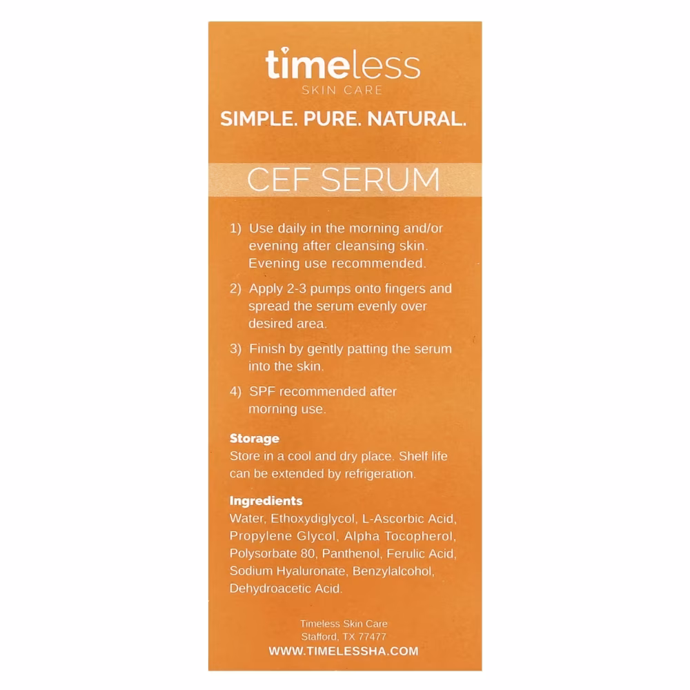 Timeless Skin Care 10% Vitamin C Plus E Ferulic Acid Serum 1oz (30ml) - Image 2
