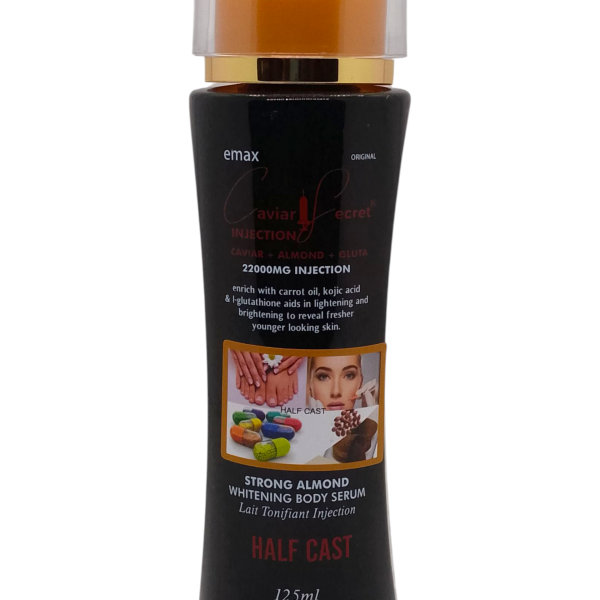 CAVIAR SECRET INJECTION _ STRONG ALMOND WHITENING BODY SERUM (HALFCAST)  caviar + almond +gluta