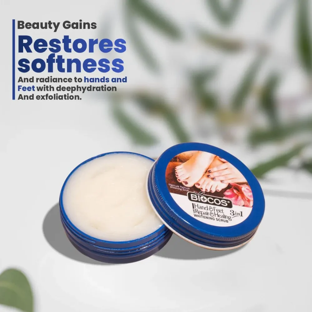 Biocos Hand and Feet Scrub with Vitamin E, Olive Oil & Jojoba Oil - Image 2