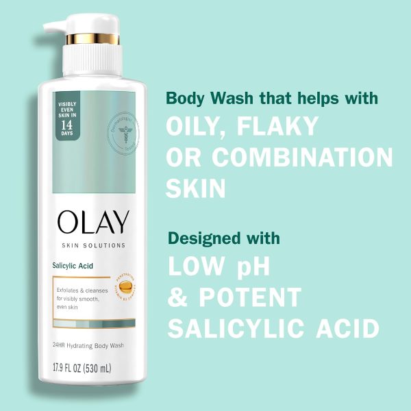 Olay Skin Solutions Hydrating Body Wash for Women with Salicylic Acid, 17.9 fl oz