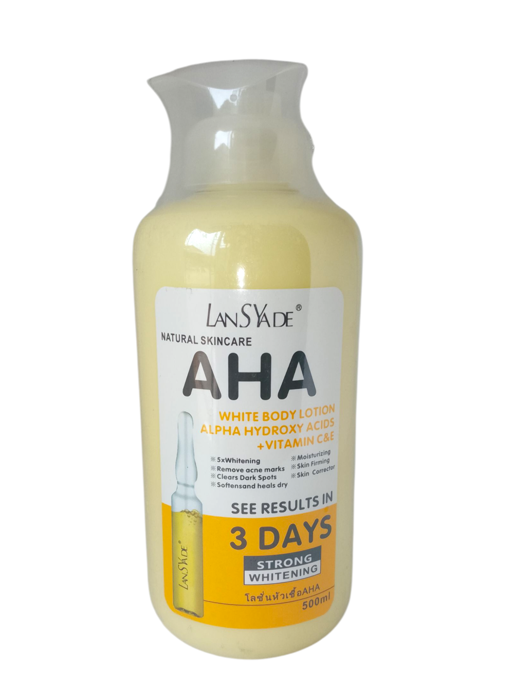 LANSYADE AHA WHITE BODY LOTION WITH ALPHA HYDROXY ACIDS, VITAMIN C AND E 500ml