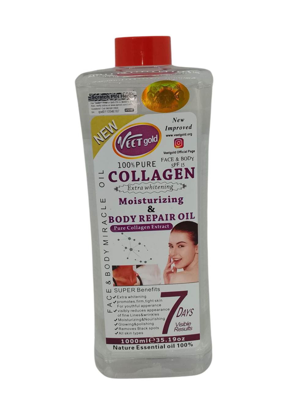 VEETGOLD 100% PURE COLLAGEN MOISTURIZING AND REPAIR OIL