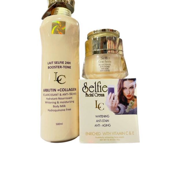 Lait Selfie 24H Booster Tone Body Milk With Alpha Arbutin And Collagen with Face Cream