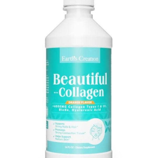 Earth's Creation Beautiful Collagen Orange Flavor Drink With Biotin And Hyaluronic  Acid