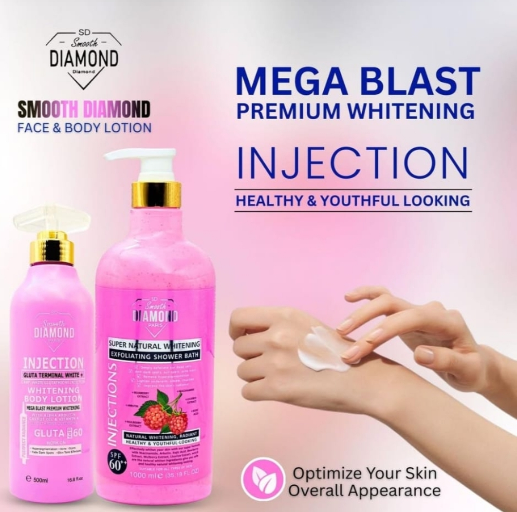 Smooth Diamond Injection Gluta Terminal Lotion And Super Natural Whitening Exfoliating Shower Bath