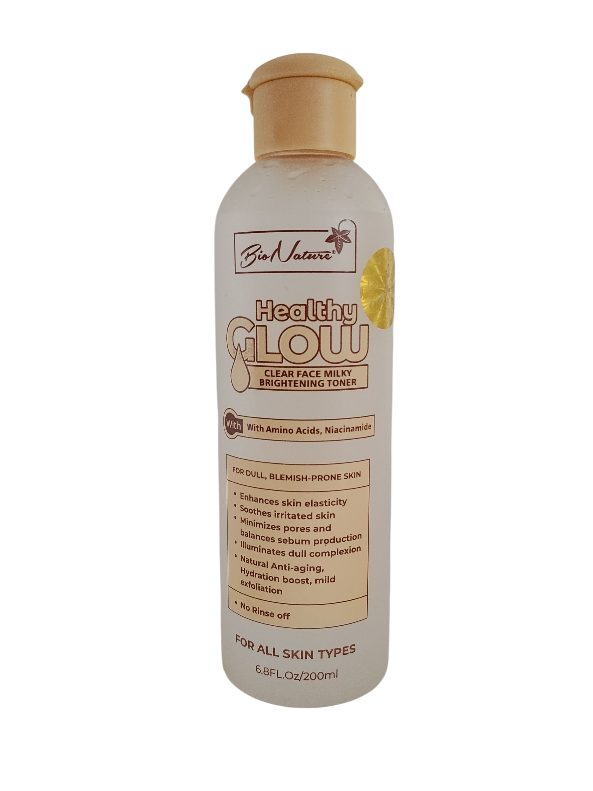 Bio Nature Healthy Glow Clear Face Milky Brightening Toner With Amino Acids And Niacinamide